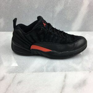 Air Jordan 12 Retro Low Max Black Orange Suede Low Top Men Shoes Size 10
